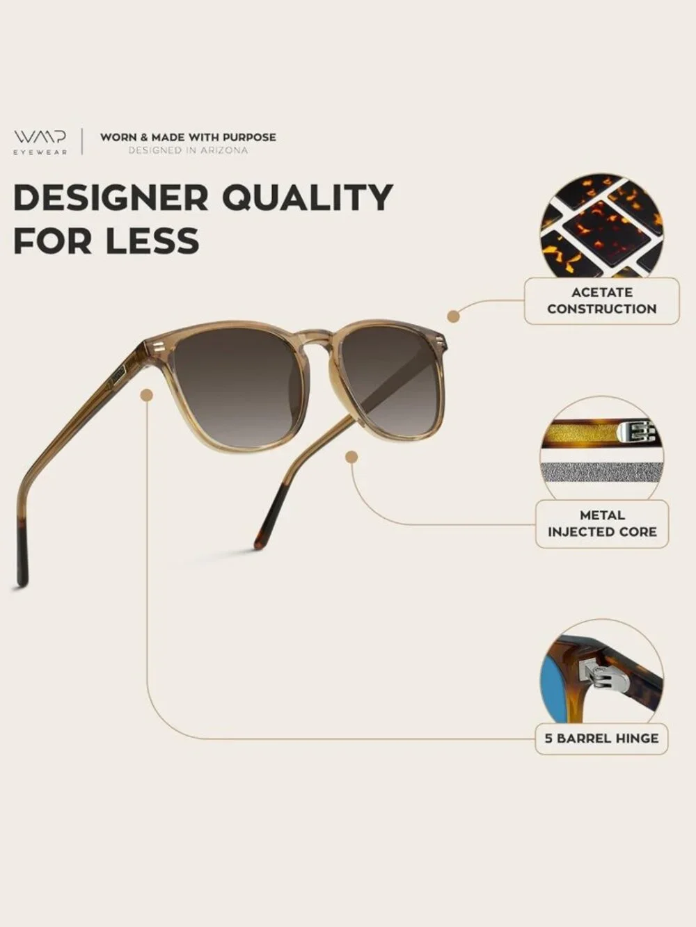 Men's Polarized Sunglasses | UV400 Shatter-Resistant, Rounded Square Frame